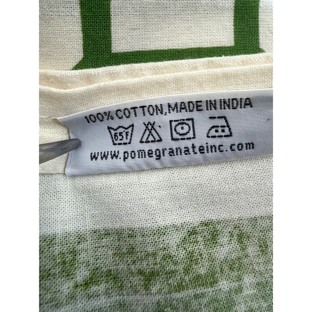 Pomegranate‎ Fruit Print Tablecloth 92x60 Cotton Green White Decorative
